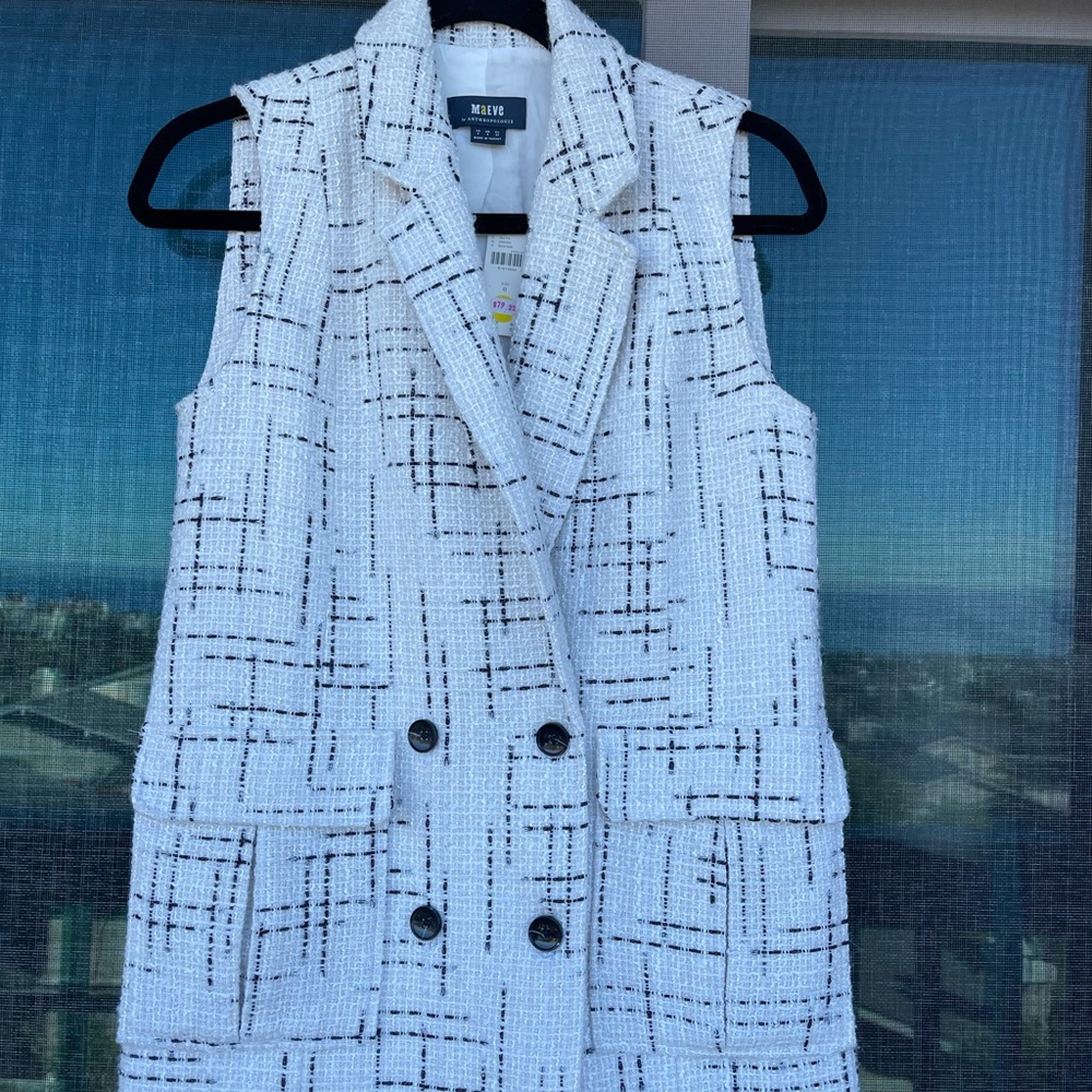 White and Black Tweed Vest